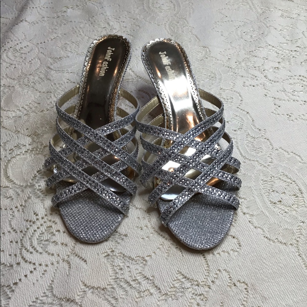 John Fashion Rhinstone Wedge Heels Size 9